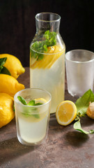 fresh home made lemon lemonade with mint  