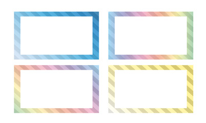 Colorful gradient frames with striped pattern. Rectangle borders. Vector illustration