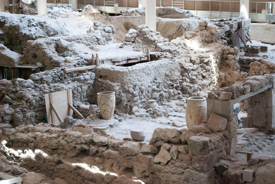 Greece, Santorini. Archaeological excavations in Akrotiri