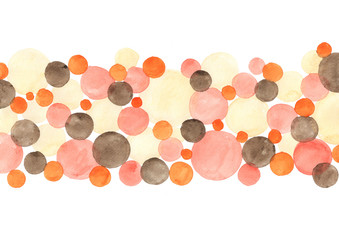 Abstract circle and dots color watercolor hand painting background.