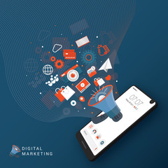 business marketing online connection on mobile concept