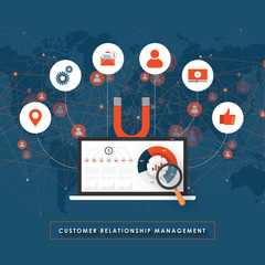 CRM - Customer relationship management isometric concept. Vector illustration