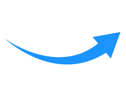 blue arrow icon on white background. flat style. arrow icon for your web site design, logo, app, UI. arrow indicated the direction symbol. curved arrow sign..