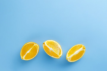 Slices of orange with copy space background