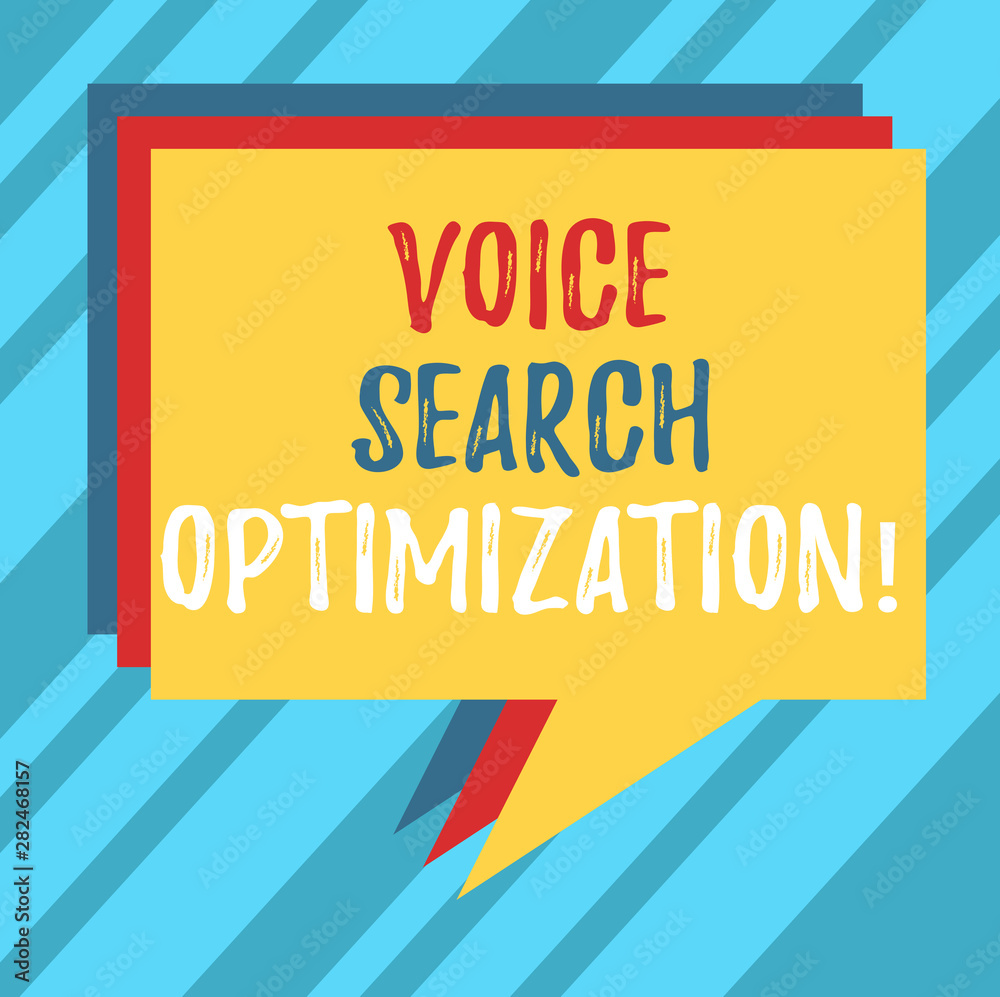 Poster text sign showing voice search optimization. conceptual photo enhance web searching through spoken c