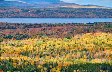 Mooselookmeguntic Lake at autumn view from Height of the Land viewpoint, Maine, USA.
