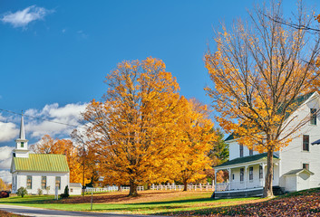 Highway at sunny autumn day in New Hampshire, USA