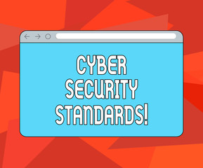 Word writing text Cyber Security Standards. Business concept for Rules for organizational info security standards Monitor Screen with Forward Backward Progress Control Bar Blank Text Space