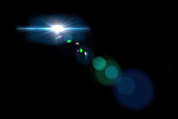 Colorful light Lens flare on black background.