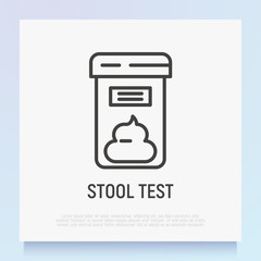 Stool test thin line icon. Medical analysis. Modern vector illustration for laboratory service.