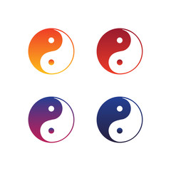 Set, collection of vector yin and yang sign, symbol related to chinese philosophy and culture, concept of balance and dualism.