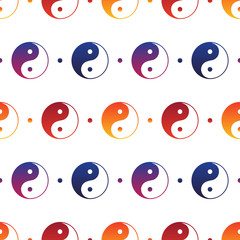 Fototapeta premium Vector seamless pattern background with colorful yin and yang sign, symbol related to chinese philosophy and culture.
