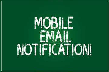Conceptual hand writing showing Mobile Email Notification. Business photo showcasing email message that pops up on a mobile device Color Rectangular Shape Outline and Round Beam in Center