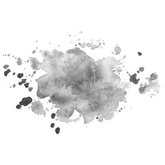 Abstract isolated gray vector watercolor splash. Grunge element for paper design.