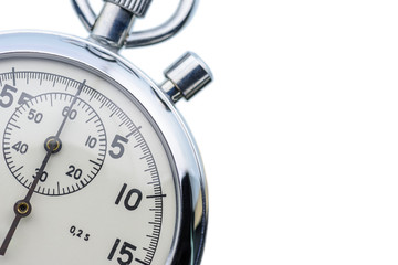 Soviet Russian USSR mechanical 2-button stopwatch, isolated on white background. Stopwatch designed...