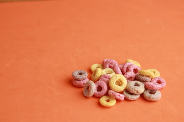 delicious colorful round breakfast cereals