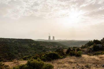 Fototapeta na wymiar Landscape with nuclear station