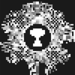 White Award cup icon isolated on grey background. Winner trophy symbol. Championship or competition trophy. Sports achievement sign. Abstract circle random dots. Vector Illustration