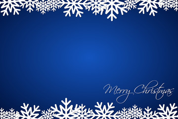 Christmas blue background lined snowflakes, simple holiday card, Merry Christmas