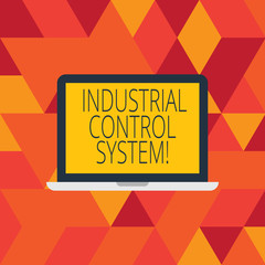 Word writing text Industrial Control System. Business concept for integration of hardware and software with network Laptop Monitor Personal Computer Device Tablet Blank Screen for Text Space