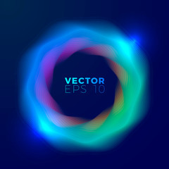 Vector abstract banner, poster design template with the flow of bright moving shapes. With place for your text.