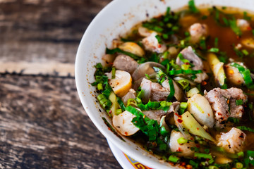 hot and spicy soup with pork ribs, thai food