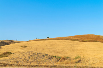 Beautiful Landscape after the Harvest, Caltanissetta, Sicily, Italy, Europe