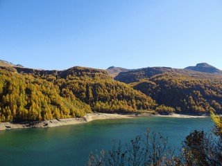 Naklejka premium A classic alpine lake immersed in the Nature of the Natural Park 