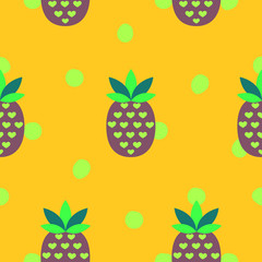 Seamless pattern with pineapples. Endless texture can be used for wallpaper, pattern fills, web page background, surface textures. Vector background.