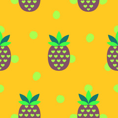 Seamless pattern with pineapples. Endless texture can be used for wallpaper, pattern fills, web page background, surface textures. Vector background.