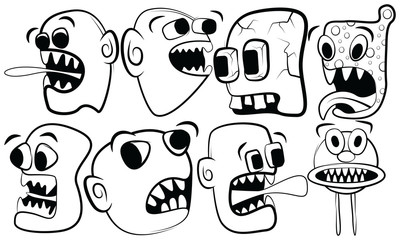 Cartoon faces expressions vector set