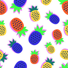 Seamless pattern with pineapples. Endless texture can be used for wallpaper, pattern fills, web page background, surface textures. Vector background.