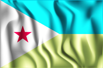 Flag of Djibouti. Rectangular Icon. Waving Effect. Vector