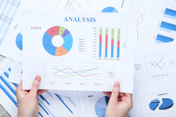 Woman working with financial papers