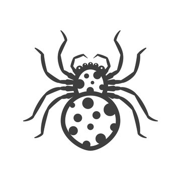 Icon white spider with black spots of various sizes. Vector on a white background