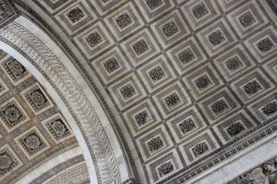 Close up of the pattern under the Arch of Triumph (Arc de Triomphe) in Paris, France