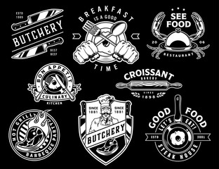 Vintage monochrome cooking emblems