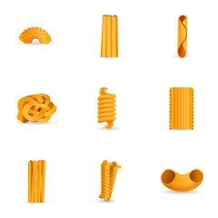Culinary pasta icon set. Cartoon set of 9 culinary pasta vector icons for web design isolated on white background