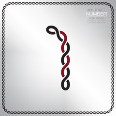 Modern number one template, design the rope to be a alphabet, Vector