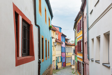 colorful houses in an alley of the old town of Bamberg, Germany