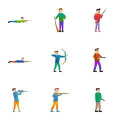 Fototapeta na wymiar Shooting icon set. Cartoon set of 9 shooting vector icons for web design isolated on white background