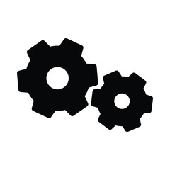 Glyph style gear icon. cog symbol.