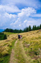 hiking in the mountains