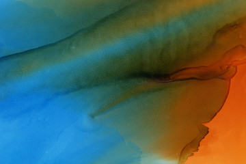 Colorful hand painted ink background. Abstract delicate texture. Contemporary wallpaper.