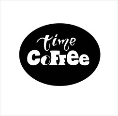 Lettering Coffee time. Handwritten quote for drink and beverage menu or cafe theme, poster, t-shirt print, logo. Vector illustration.