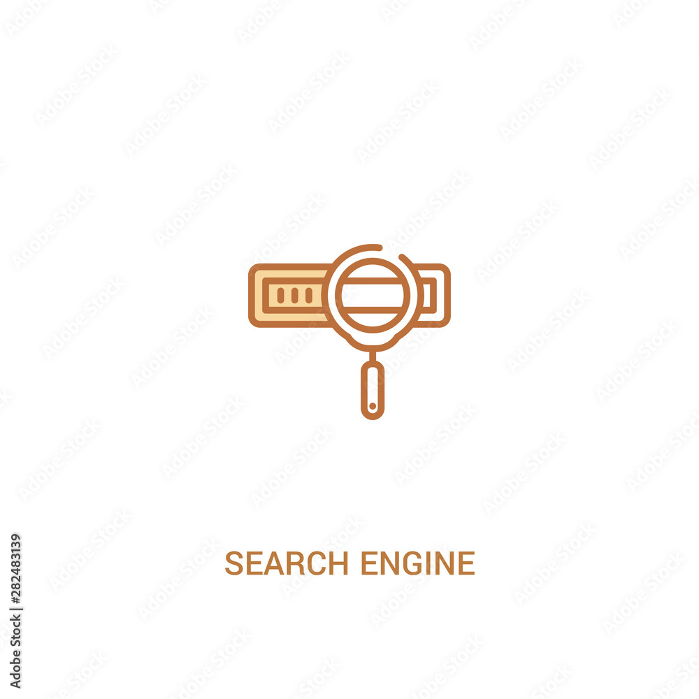 Poster search engine concept 2 colored icon. simple line element illustration. outline brown search engine 