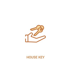 house key concept 2 colored icon. simple line element illustration. outline brown house key symbol. can be used for web and mobile ui/ux.