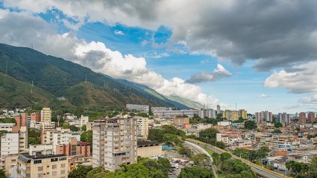 Time-lapse:  Beautiful sunset in Caracas city from east side. Venezuela