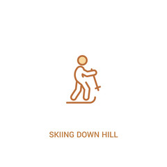 skiing down hill concept 2 colored icon. simple line element illustration. outline brown skiing down hill symbol. can be used for web and mobile ui/ux.