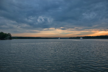 sunset over lake